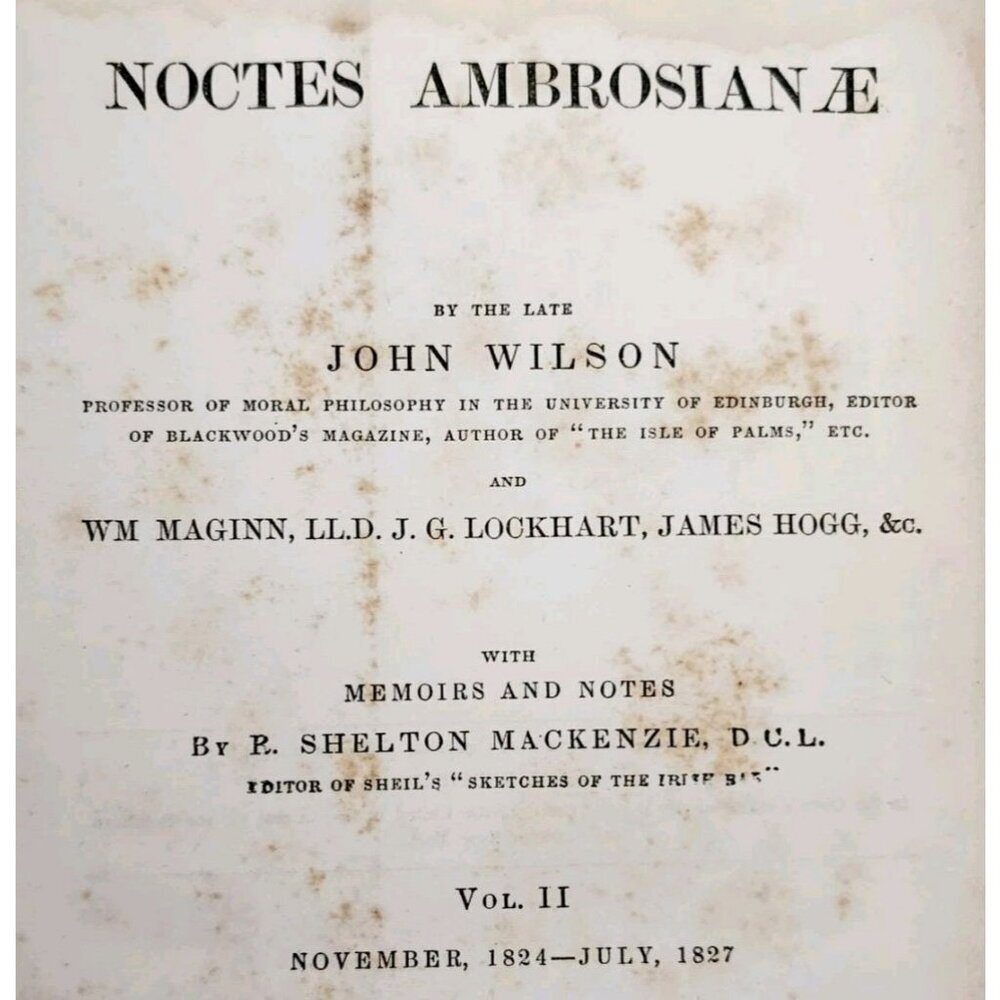 1855 Noctes Ambrosianae John Wilson Vol 2 Victorian HC Book Redfield G1
